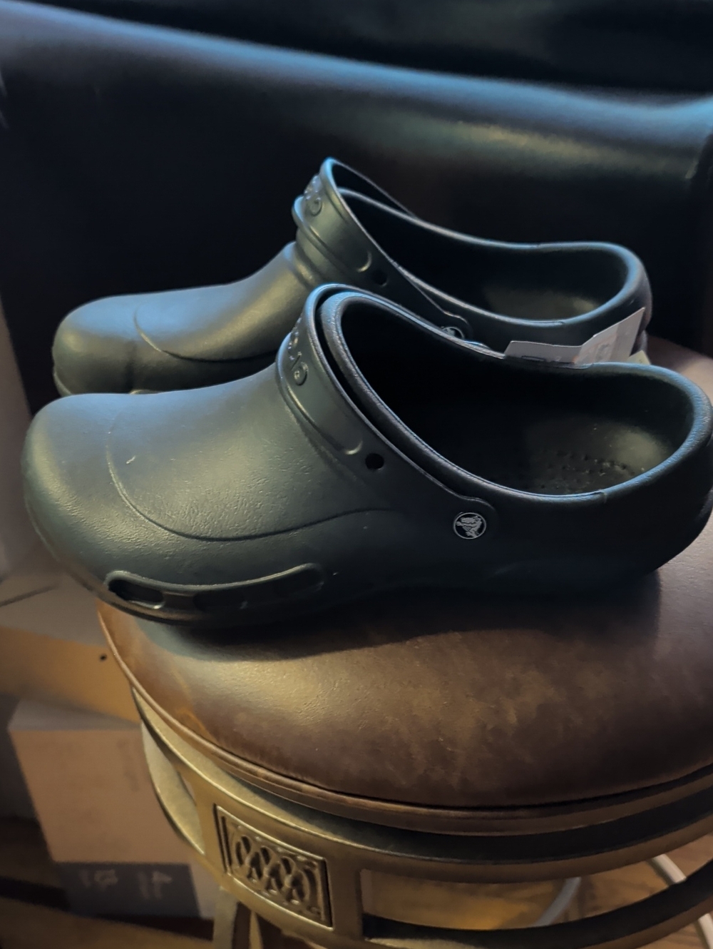 CROCS Black Slip-On Clogs with Heel Strap